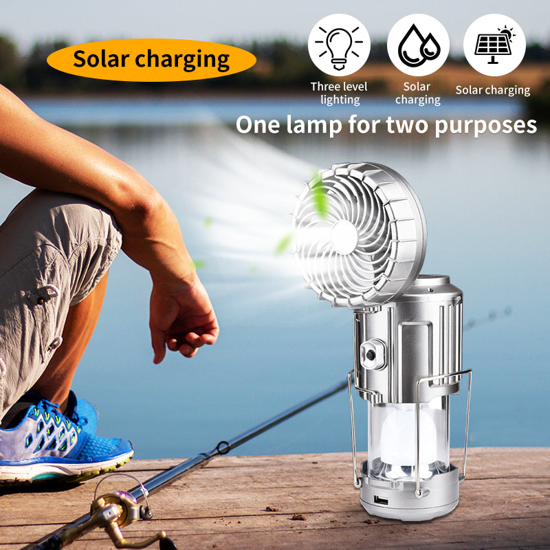 Solar Electric Fan -  Waterproof Charging Panel with Double Switch